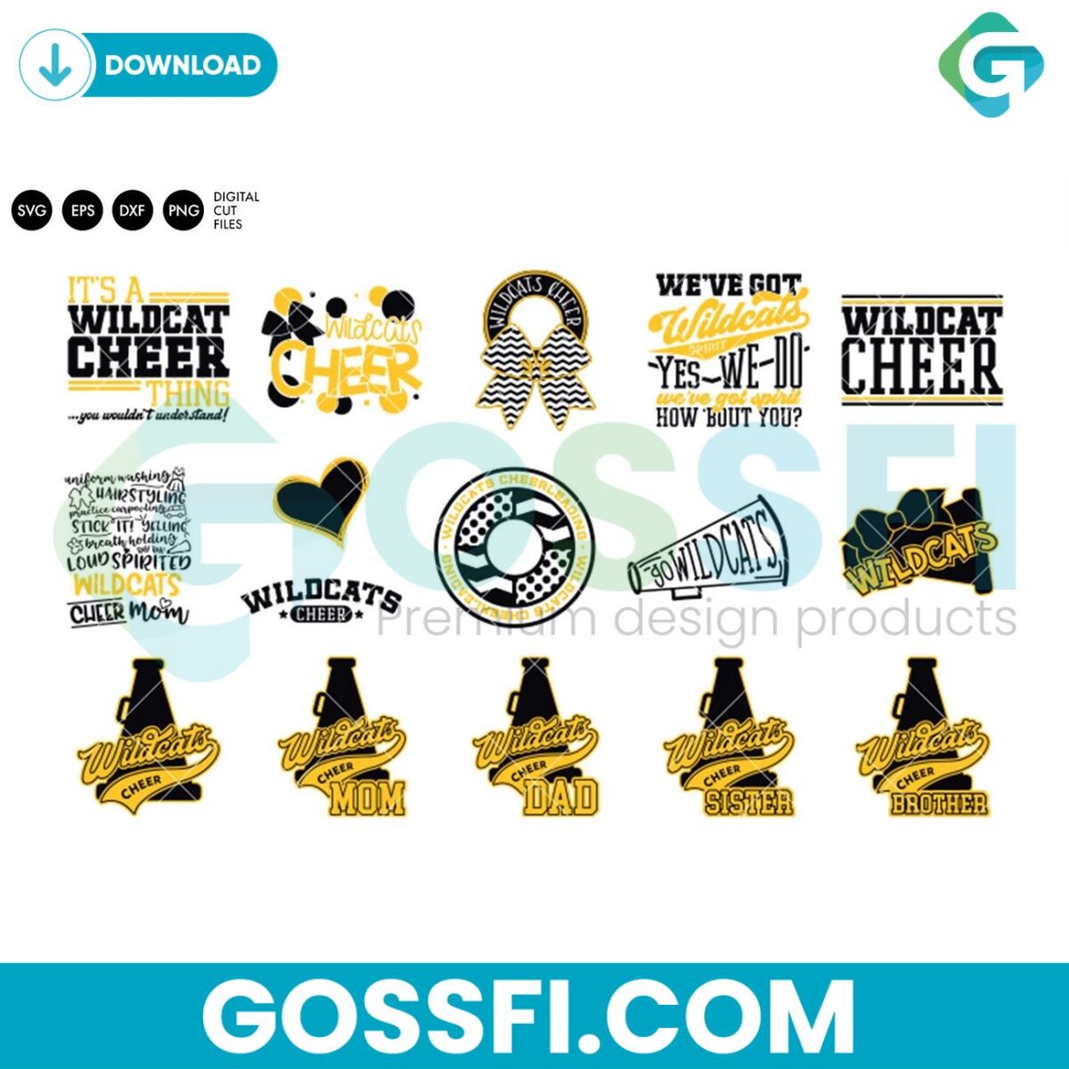 wildcats-cheer-bundle-black-gold-svg-digital-download