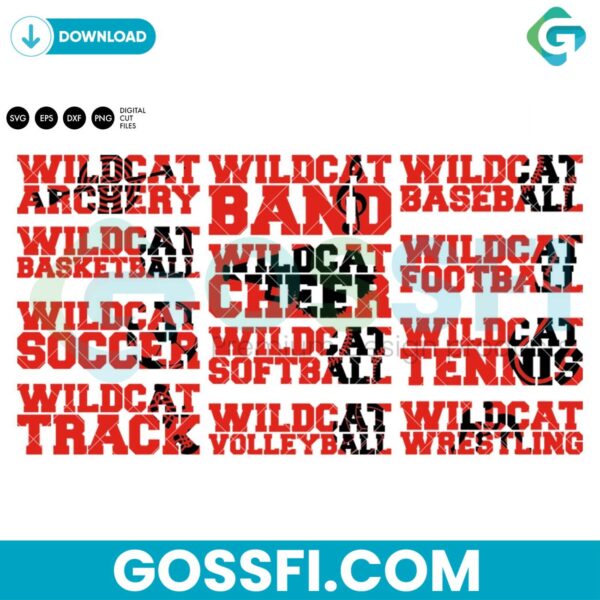 wildcats-sports-pack-red-black-svg-digital-download