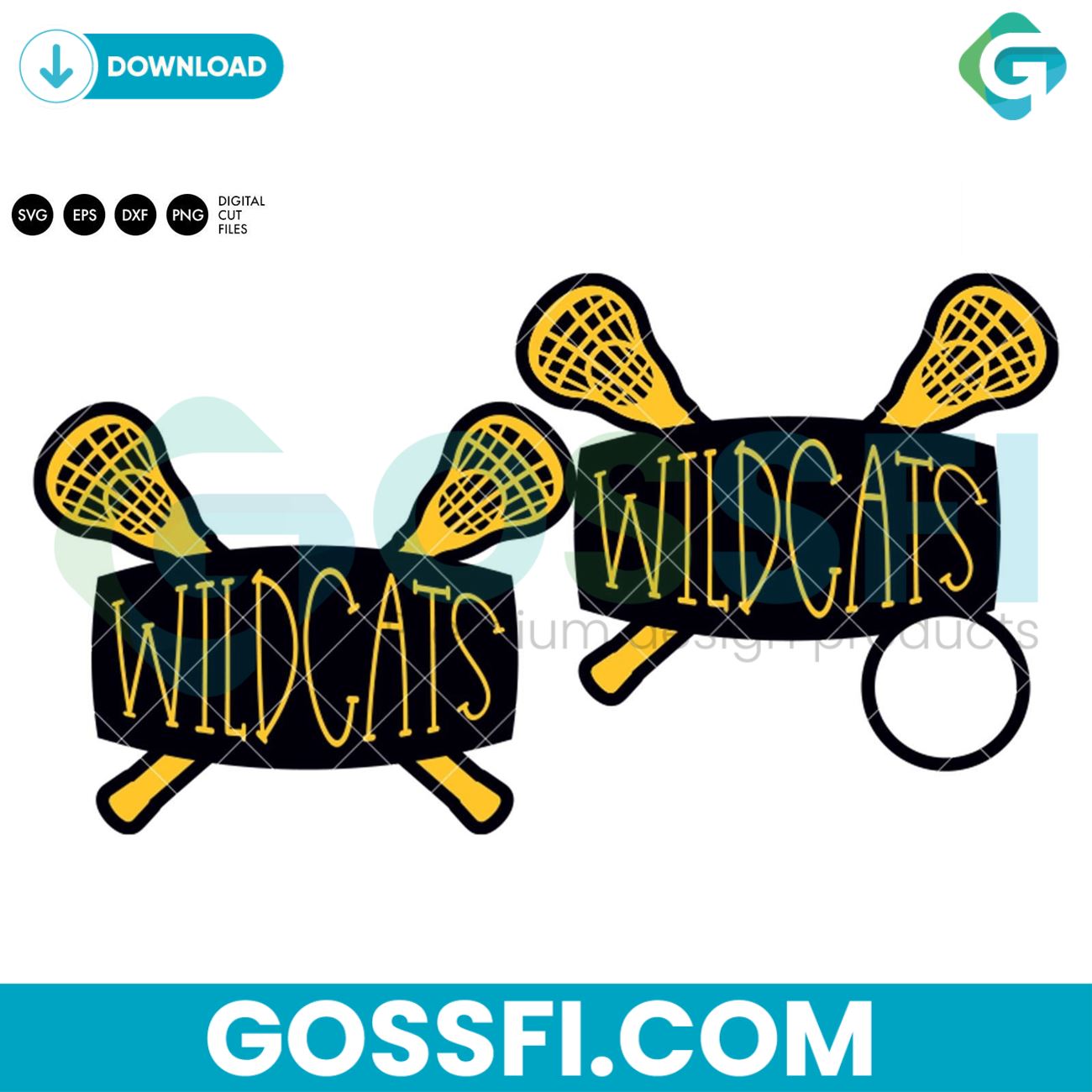 wildcats-lacrosse-frames-black-gold-svg-digital-download