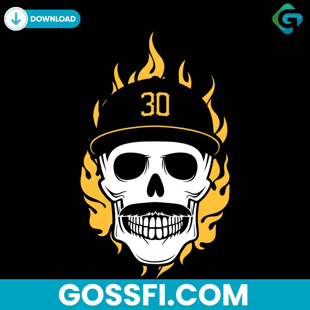 flaming-pirate-skull-baseball-mlb-svg-digital-download