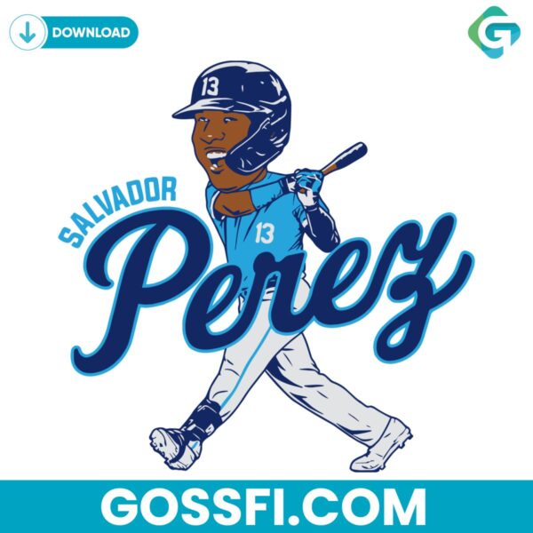 salvador-perez-caricature-player-mlb-club-svg